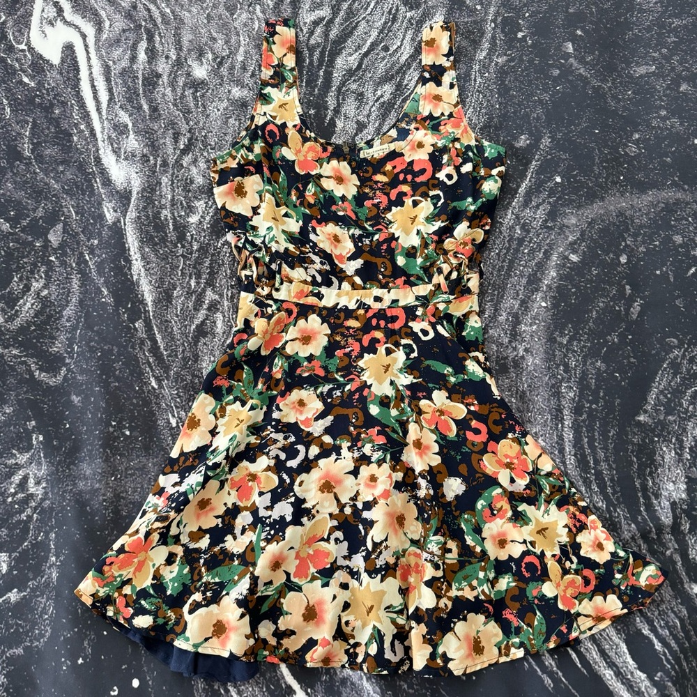 Lucca Couture Multicolor Floral Fit & Flare Sundress Mini Dress Lined Cocktail 6